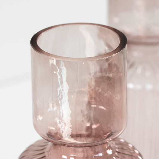 30cm Transparent Ribbed Glass Vase