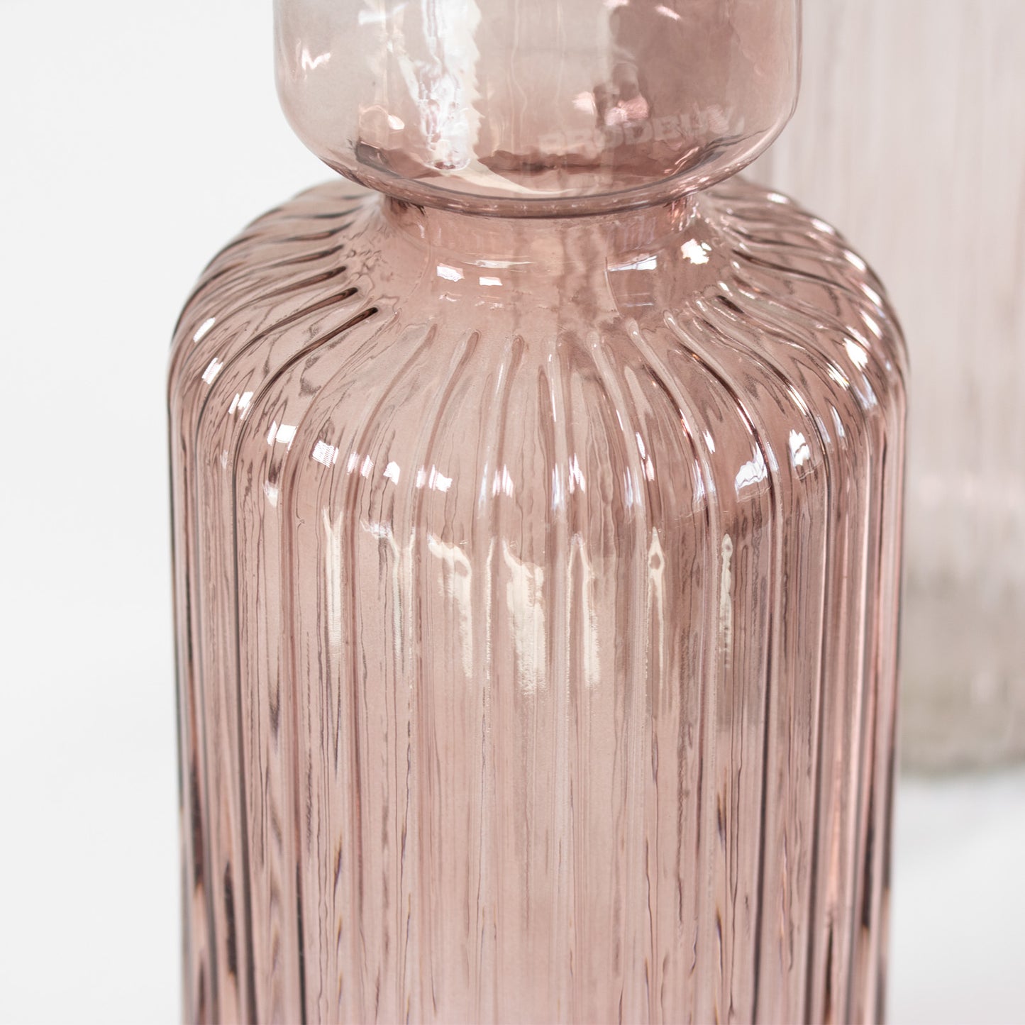 30cm Transparent Ribbed Glass Vase