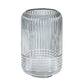 Large Ribbed Grey Transparent Glass Decorative Vase