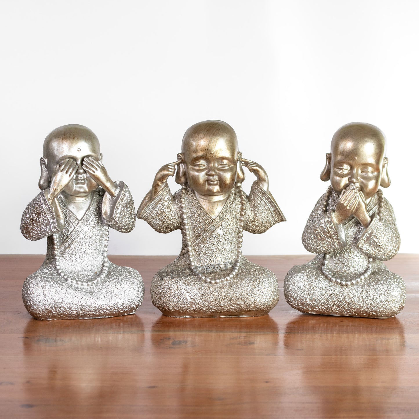 Medium Size Resin See Speak and Hear No Evil 3 Wise Buddha Ornaments