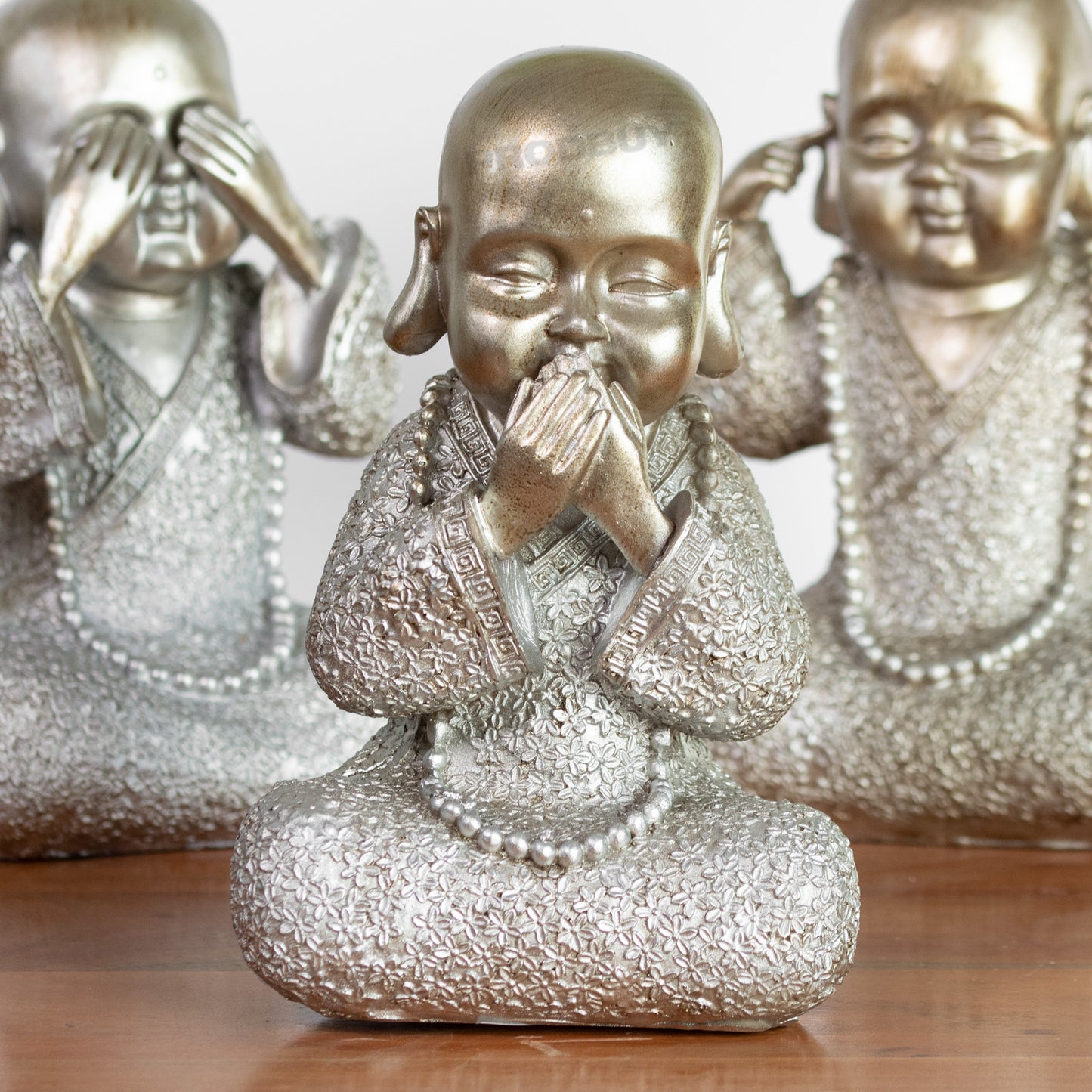 Medium Size Resin See Speak and Hear No Evil 3 Wise Buddha Ornaments