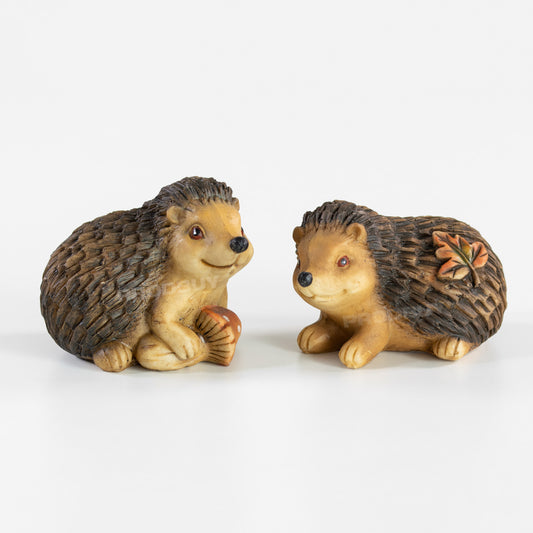 Set of 2 Small Resin Hedgehog Garden Ornaments