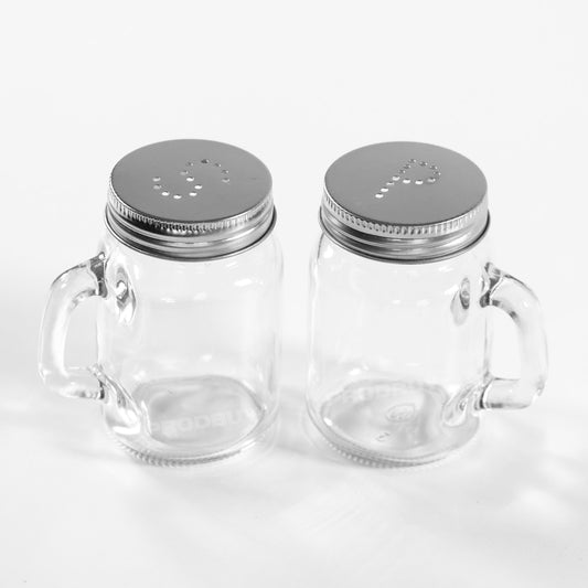Handled Mason Jar Glass Salt and Pepper Pots