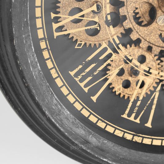 Steampunk 36cm Wall Clock with Moving Cogs