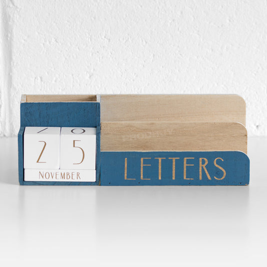 Wooden Block Calendar Desk Organiser