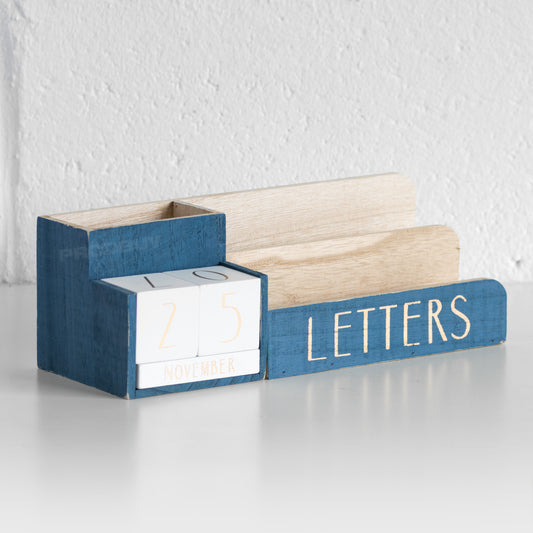 Wooden Block Calendar Desk Organiser