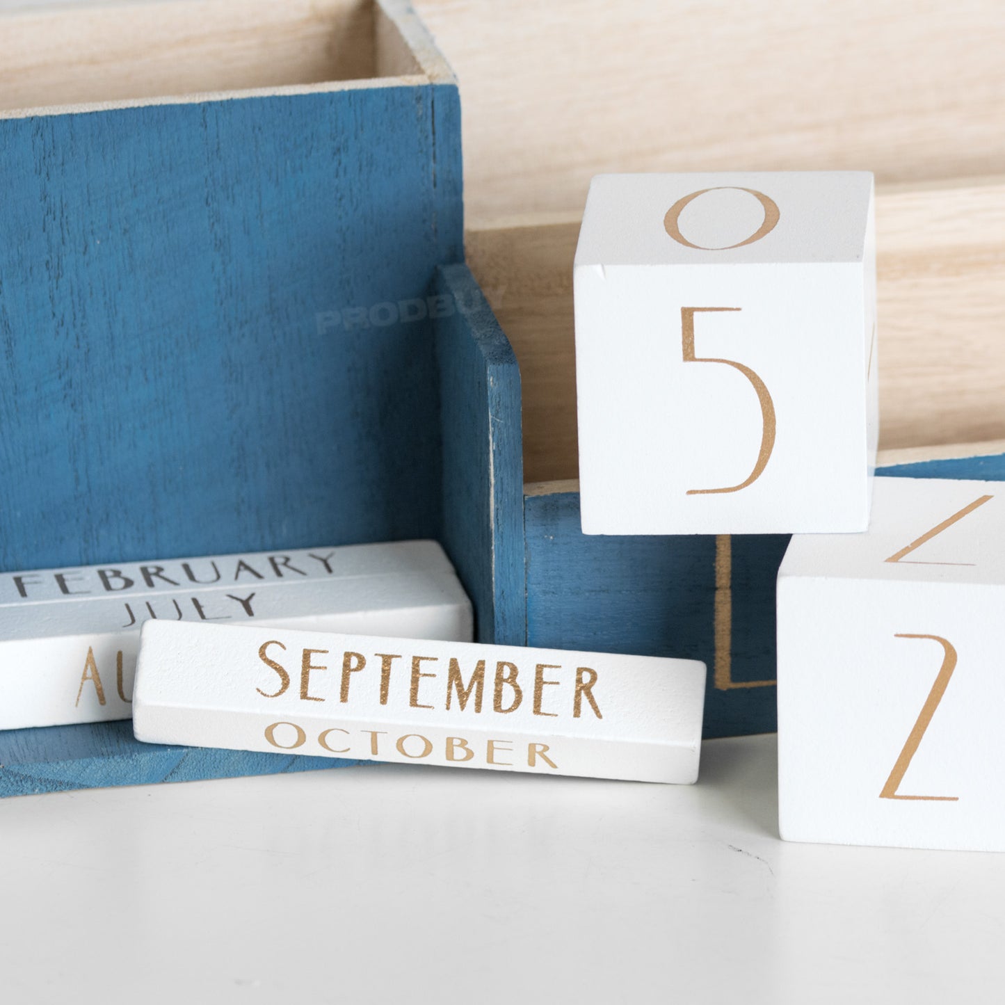 Wooden Block Calendar Desk Organiser