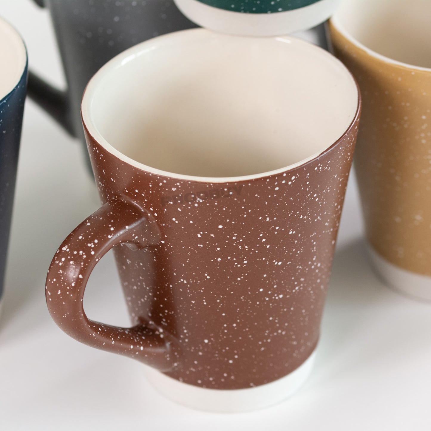 Set of 6 Colour Stoneware Coffee Mugs