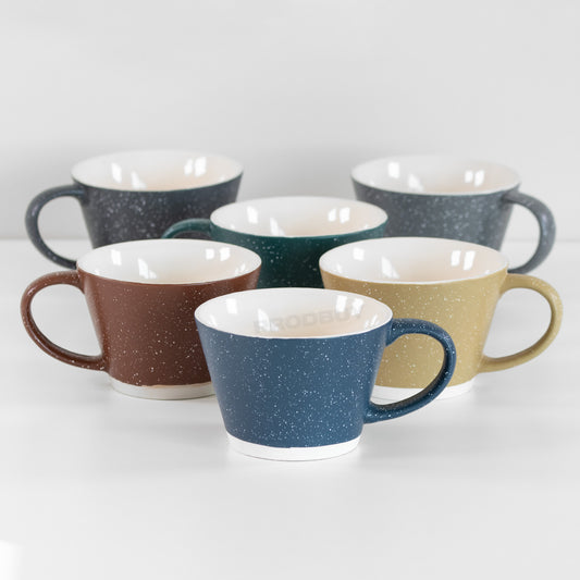 Mugs Set of 6 350ml Stoneware Speckled Cups Tea Coffee Hot Drinks