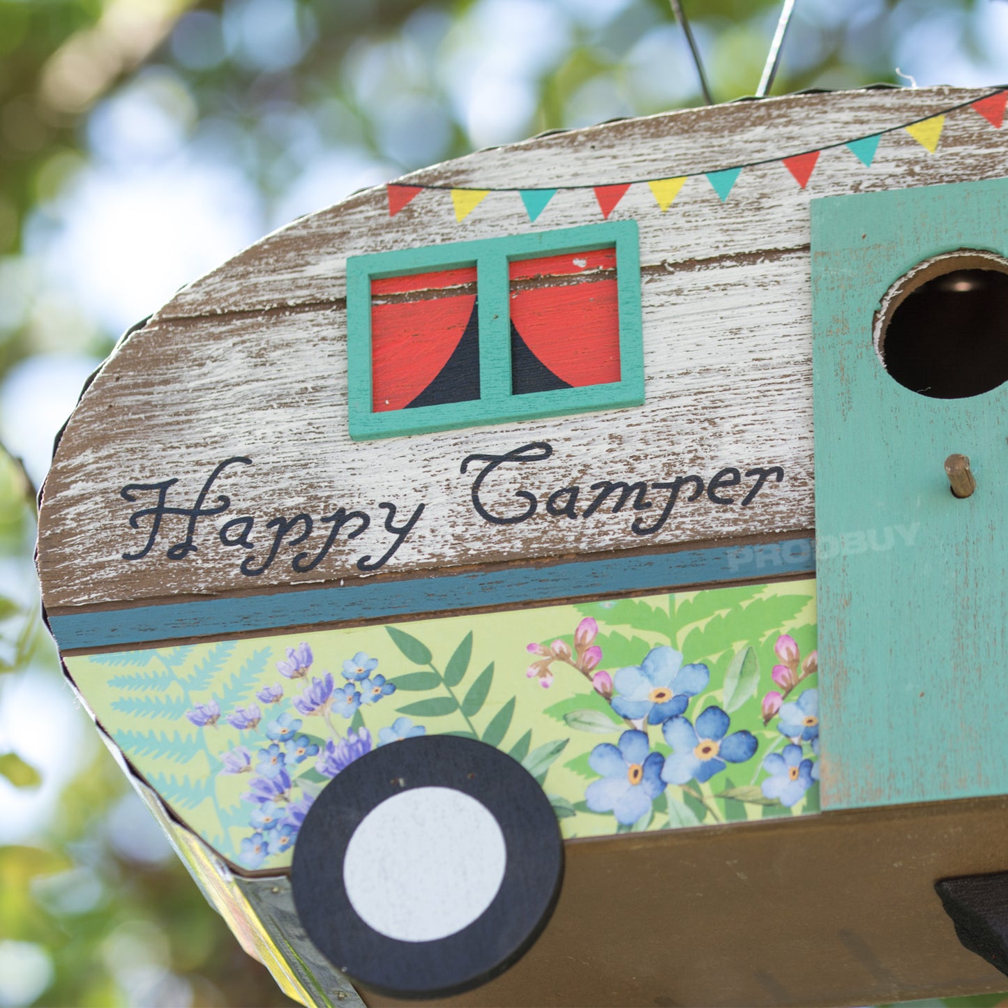 'Happy Camper' Tree Hanging Caravan Bird House