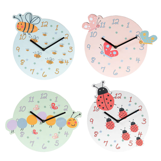 Cute Nursery Insects 26cm Wall Clock