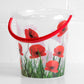 11 Litre Round Pretty Floral Poppies Clear Plastic Multi-purpose Bucket with Folding Handle