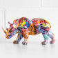 Colourful Graffiti Rhino Ornament