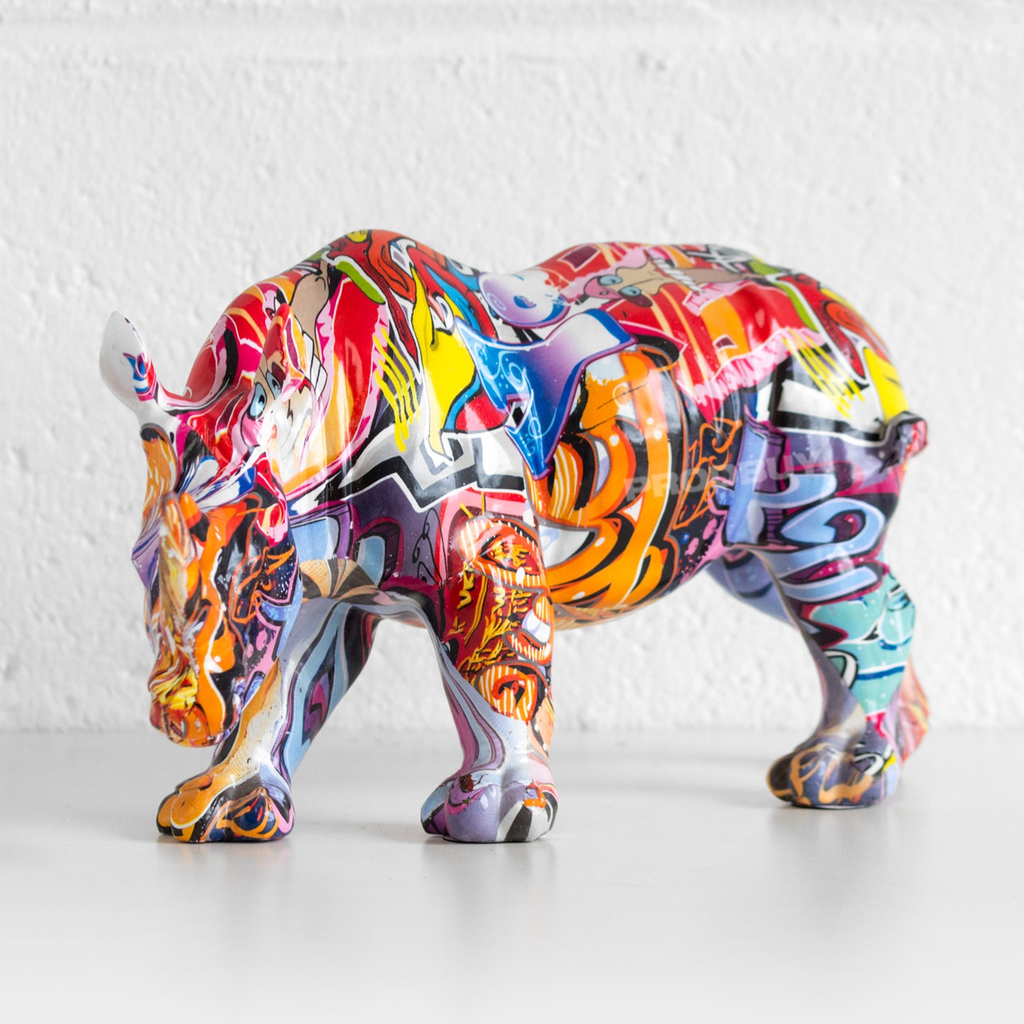 Colourful Graffiti Rhino Ornament