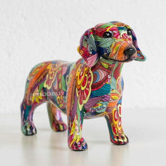 Colourful Dachshund Sausage Dog Ornament Gift Sculpture Figure Home Decoration