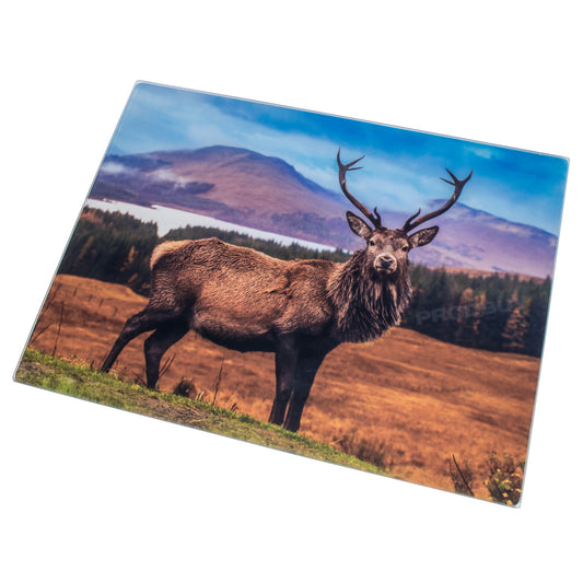 Highland Stag 40cm Glass Worktop Saver Board