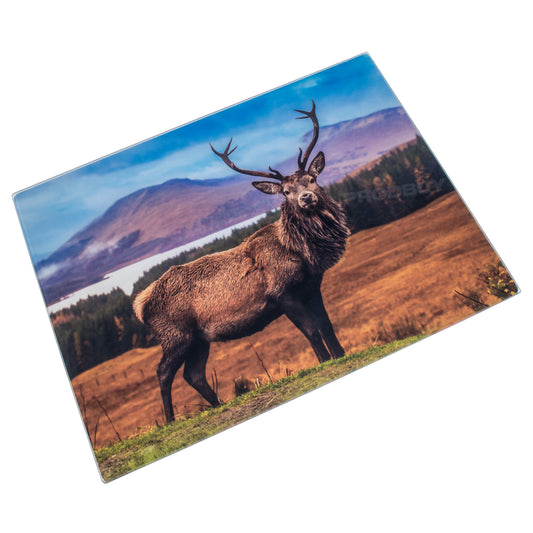 Highland Stag 40cm Glass Worktop Saver Board