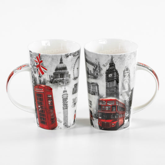 Set of 2 Large 350ml London Souvenir UK Tall Latte Mugs