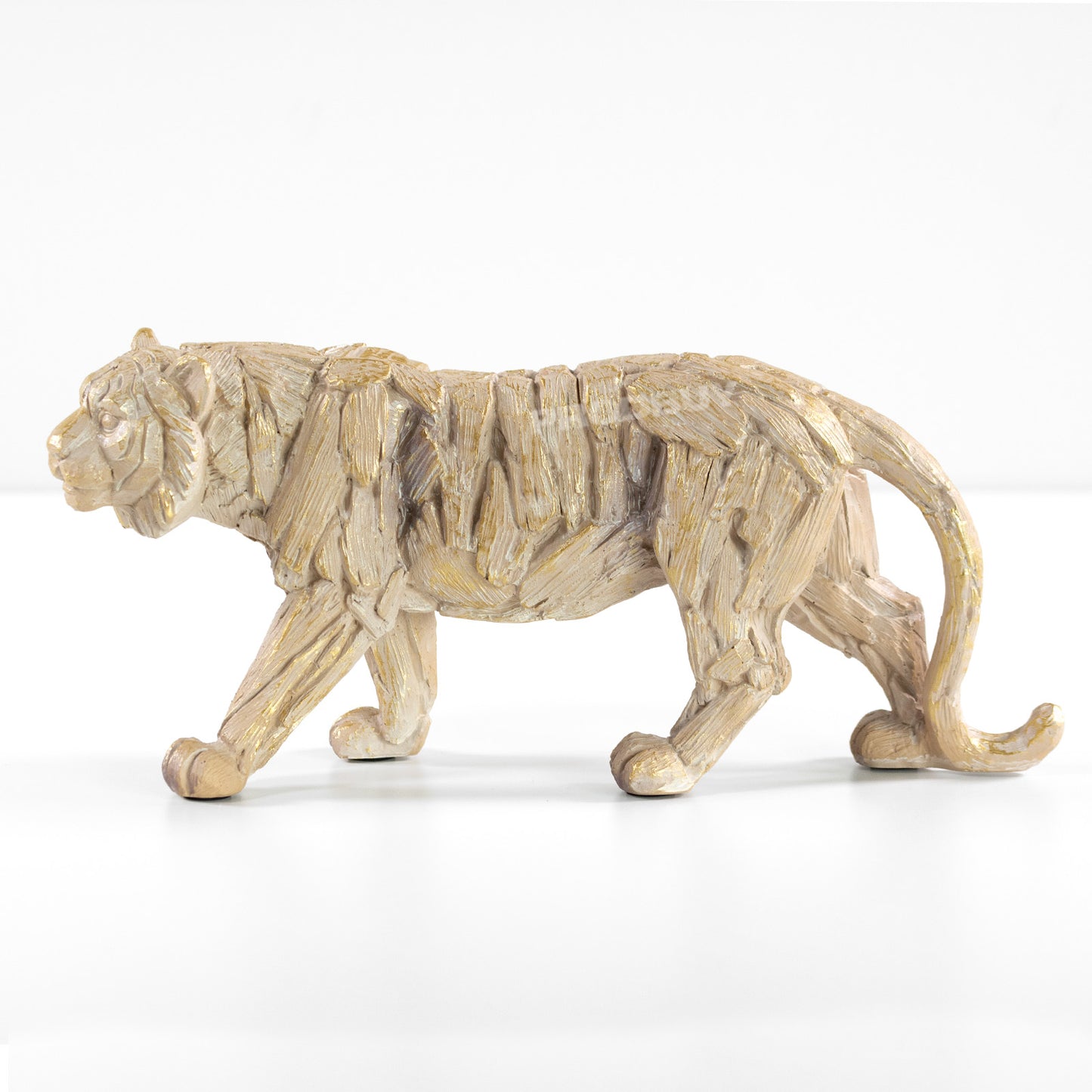32cm Tiger Ornament Driftwood Style Resin Material
