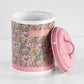 William Morris Golden Lily Biscuit Storage Tin with a Pink Lid