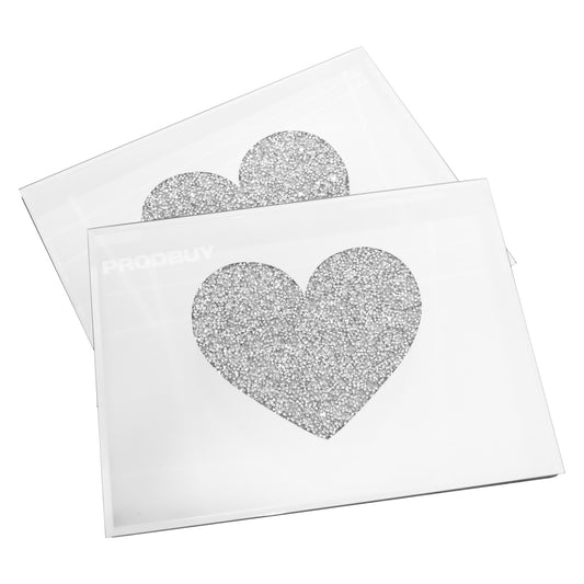 Set of Glass Heart 4 Placemats & 4 Coasters