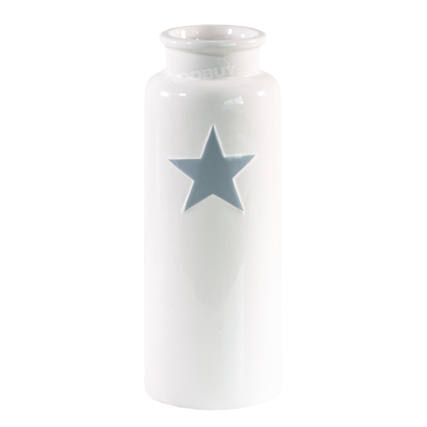 30cm Tall White Ceramic Single Grey Star Ceramic Vase