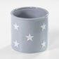 Grey Polka Dot White Stars Round Ceramic Plant Pot Cover Holder