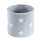 Grey Polka Dot White Stars Round Ceramic Plant Pot Cover Holder