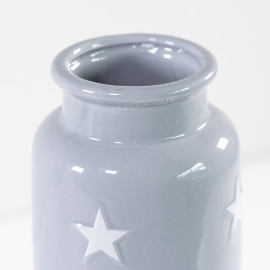 30cm Tall Grey Ceramic Polka Dot White Stars Ceramic Vase