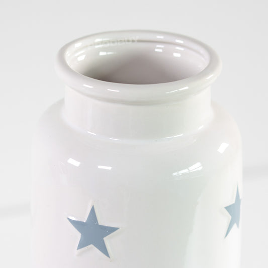 30cm Tall White Ceramic Grey Polka Dot Stars Pattern Ceramic Vase