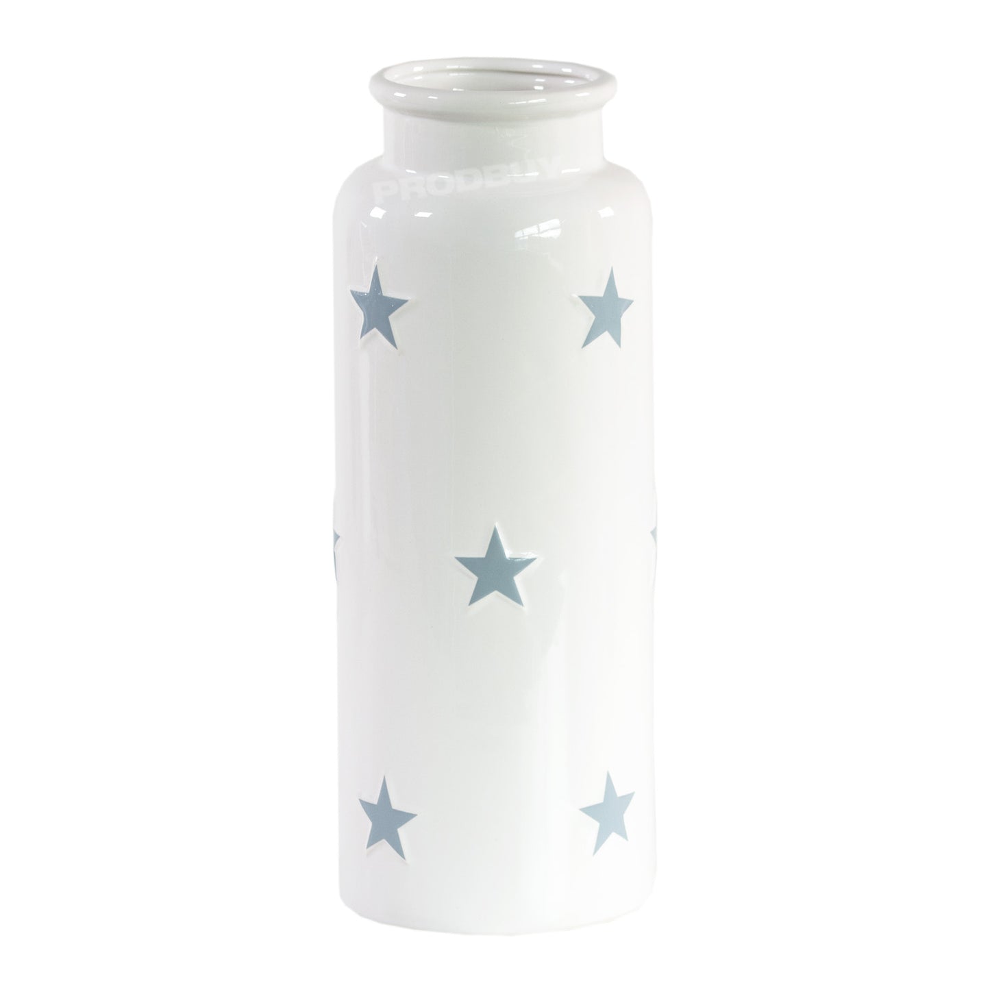 30cm Tall White Ceramic Grey Polka Dot Stars Pattern Ceramic Vase