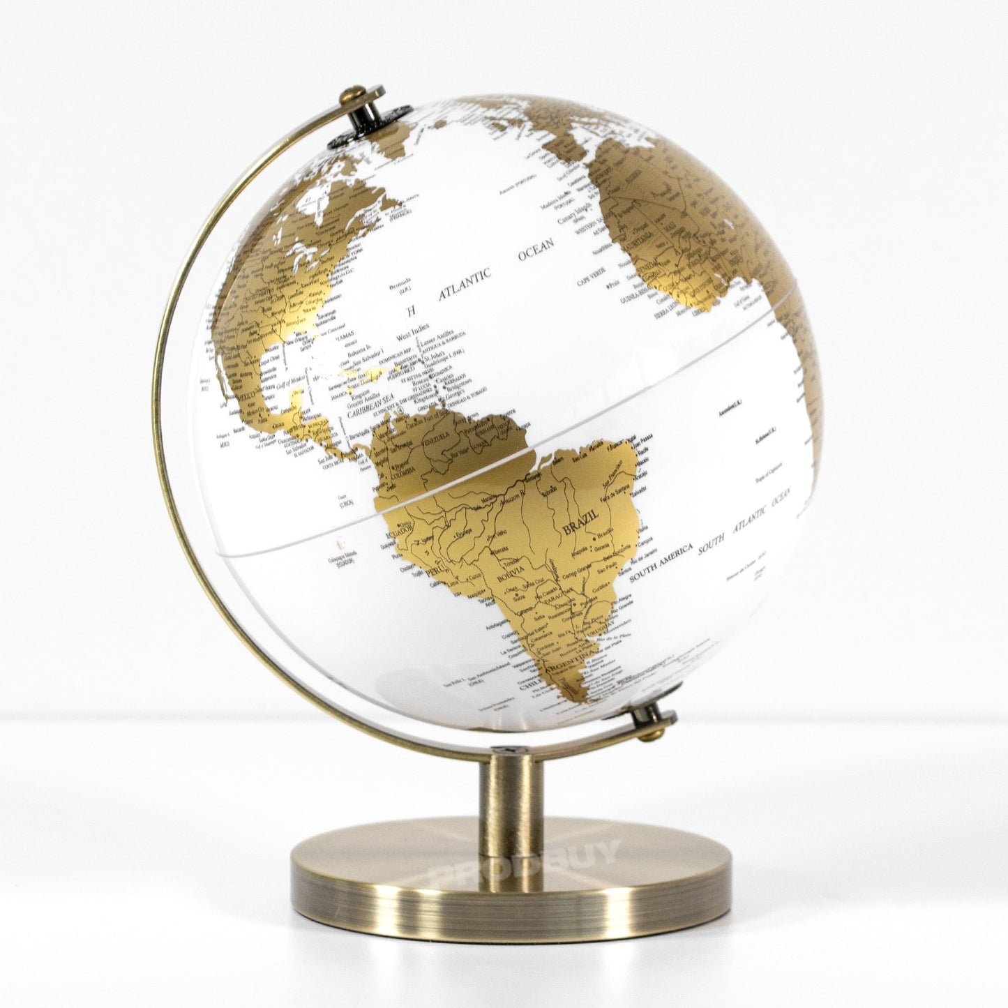 White & Gold 20cm World Globe Ornament