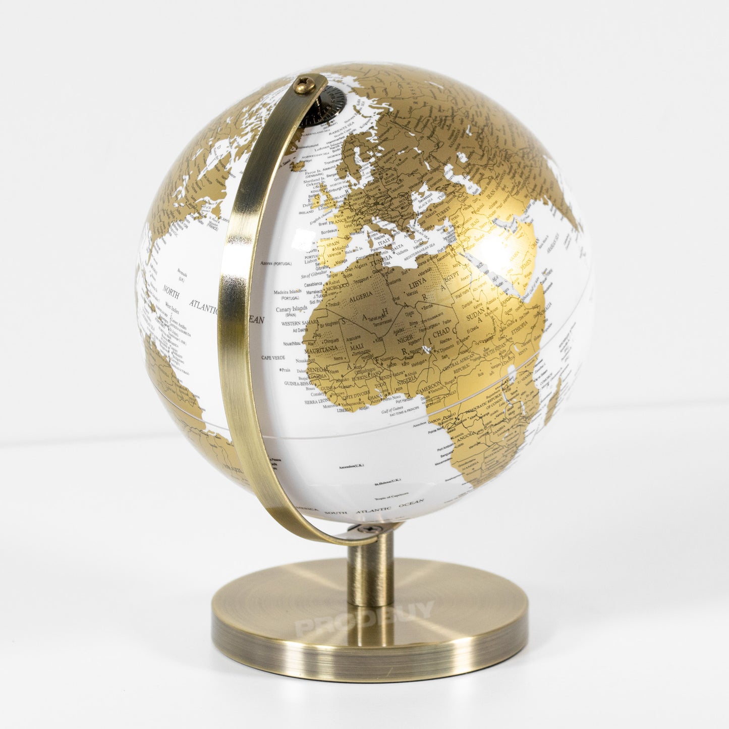 White & Gold 20cm World Globe Ornament