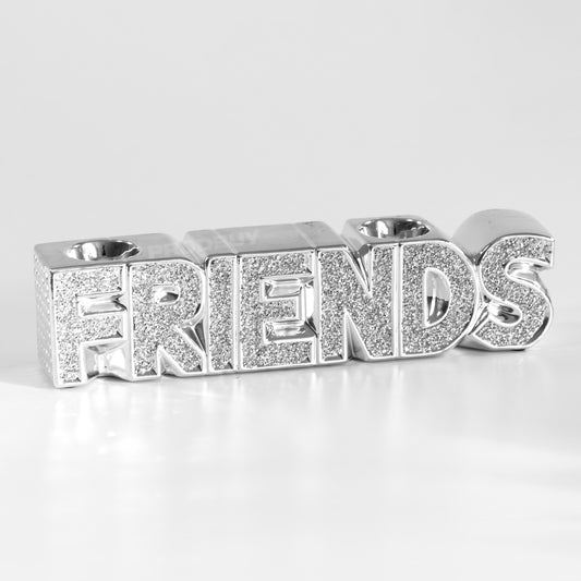 Sparkly Glitter Friends Word Art Ornament Tealight Candle Holder