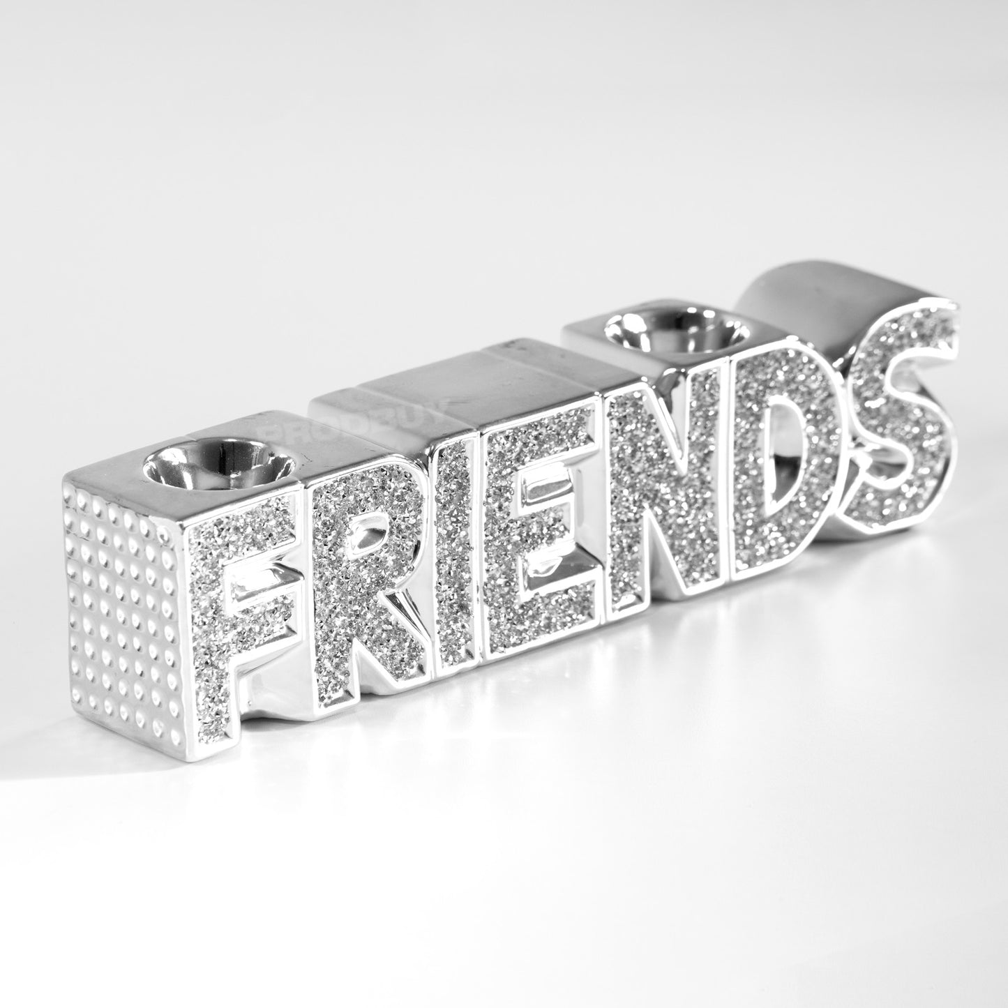 Sparkly Glitter Friends Word Art Ornament Tealight Candle Holder