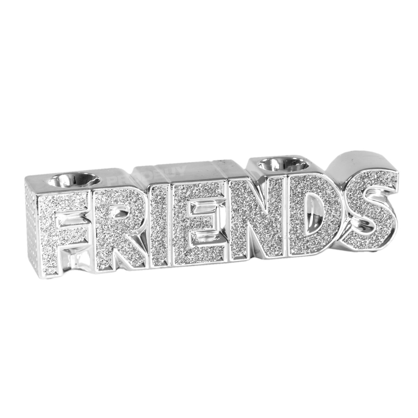 Sparkly Glitter Friends Word Art Ornament Tealight Candle Holder