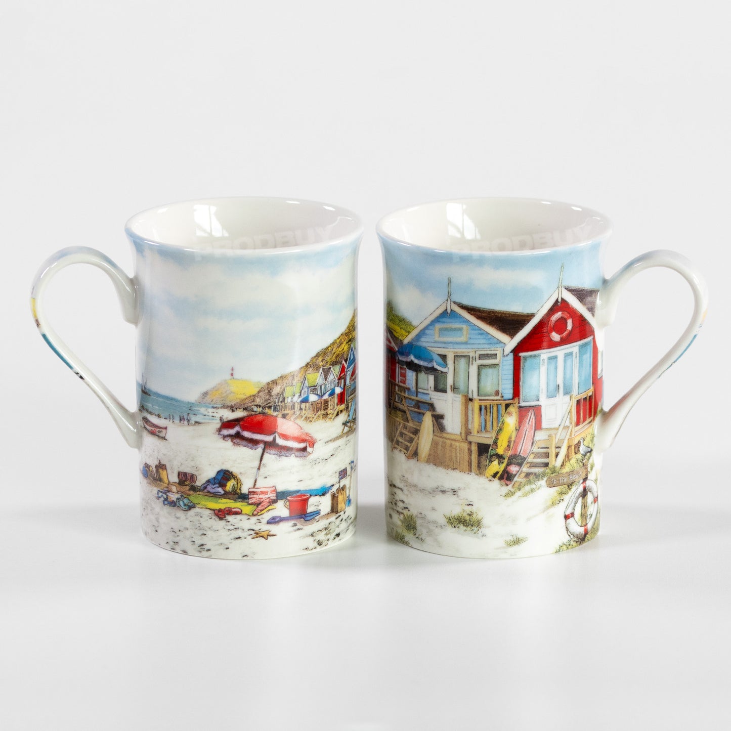 Set of 4 Beach Hut Nautical Seaside Mugs Cups Drinks Tea Coffee Hot Chocolate