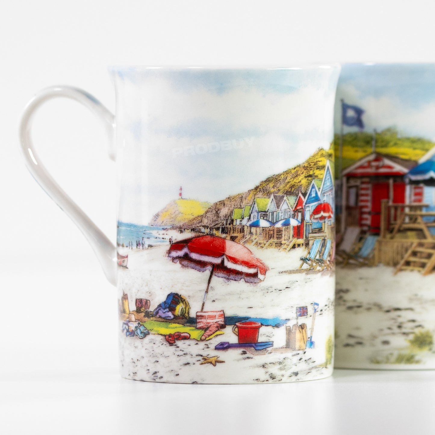 Set of 4 Beach Hut Nautical Seaside Mugs Cups Drinks Tea Coffee Hot Chocolate