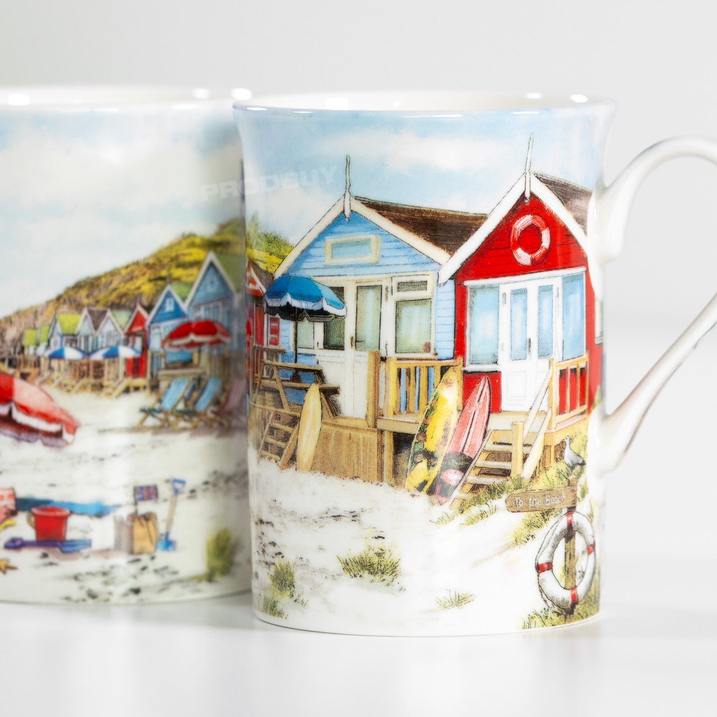 Set of 4 Beach Hut Nautical Seaside Mugs Cups Drinks Tea Coffee Hot Chocolate