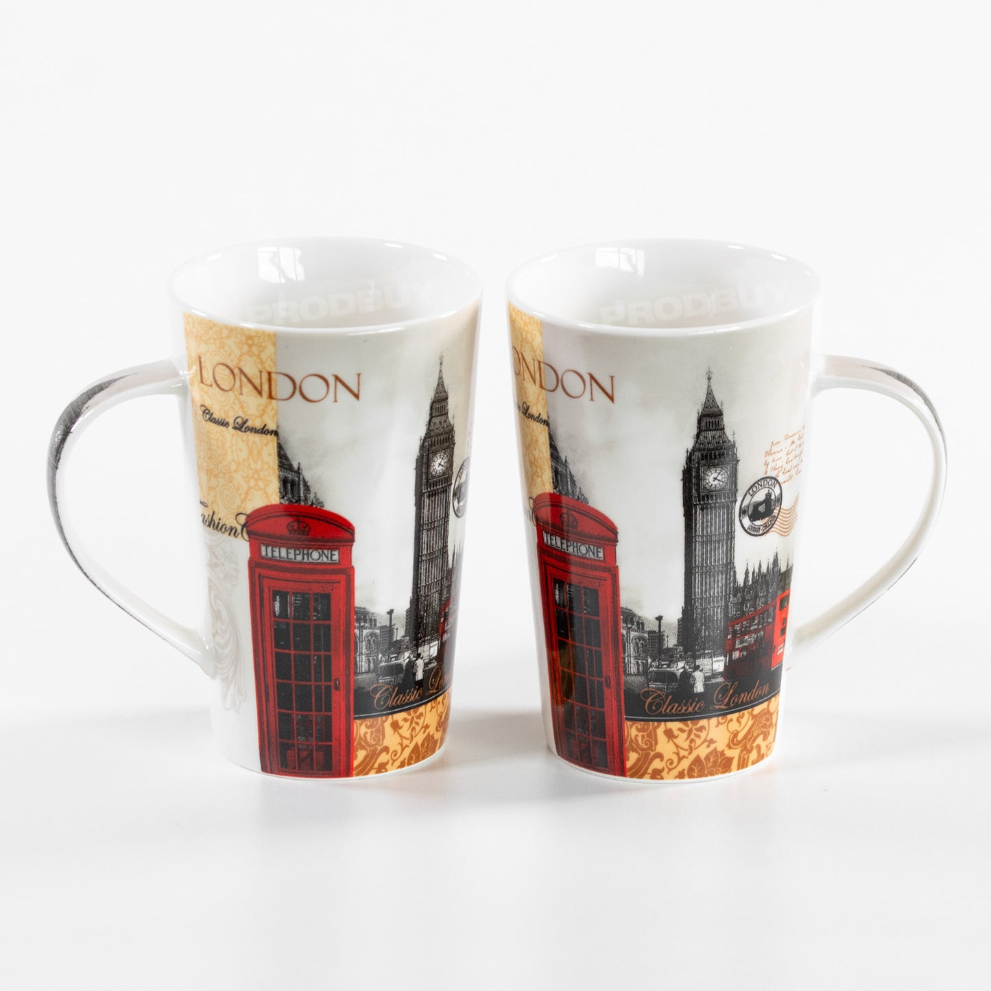 Set of 4 Classic London Big Ben Souvenir UK Tall Latte Mugs Cups Hot Drinks Tea Coffee