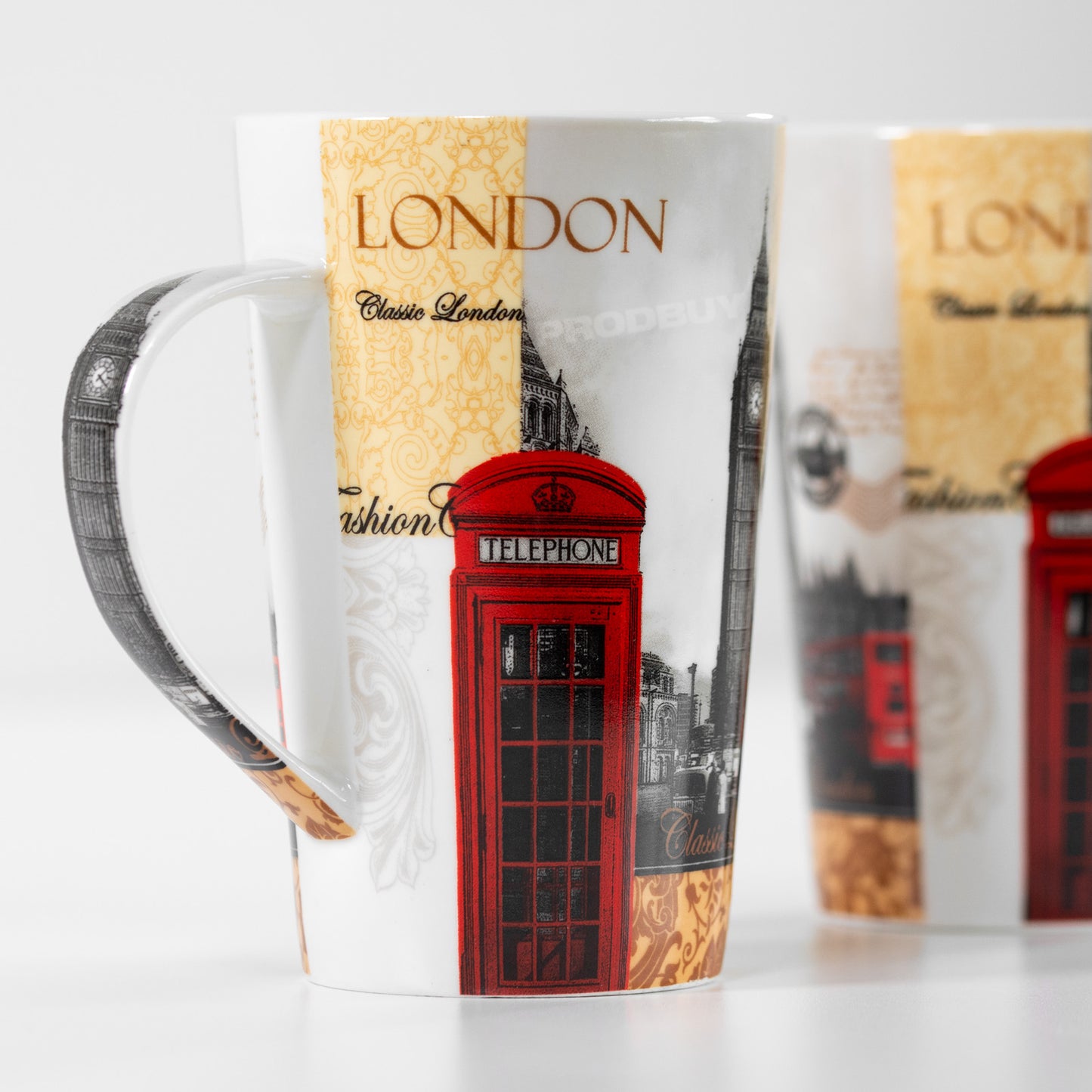 Set of 4 Classic London Big Ben Souvenir UK Tall Latte Mugs Cups Hot Drinks Tea Coffee