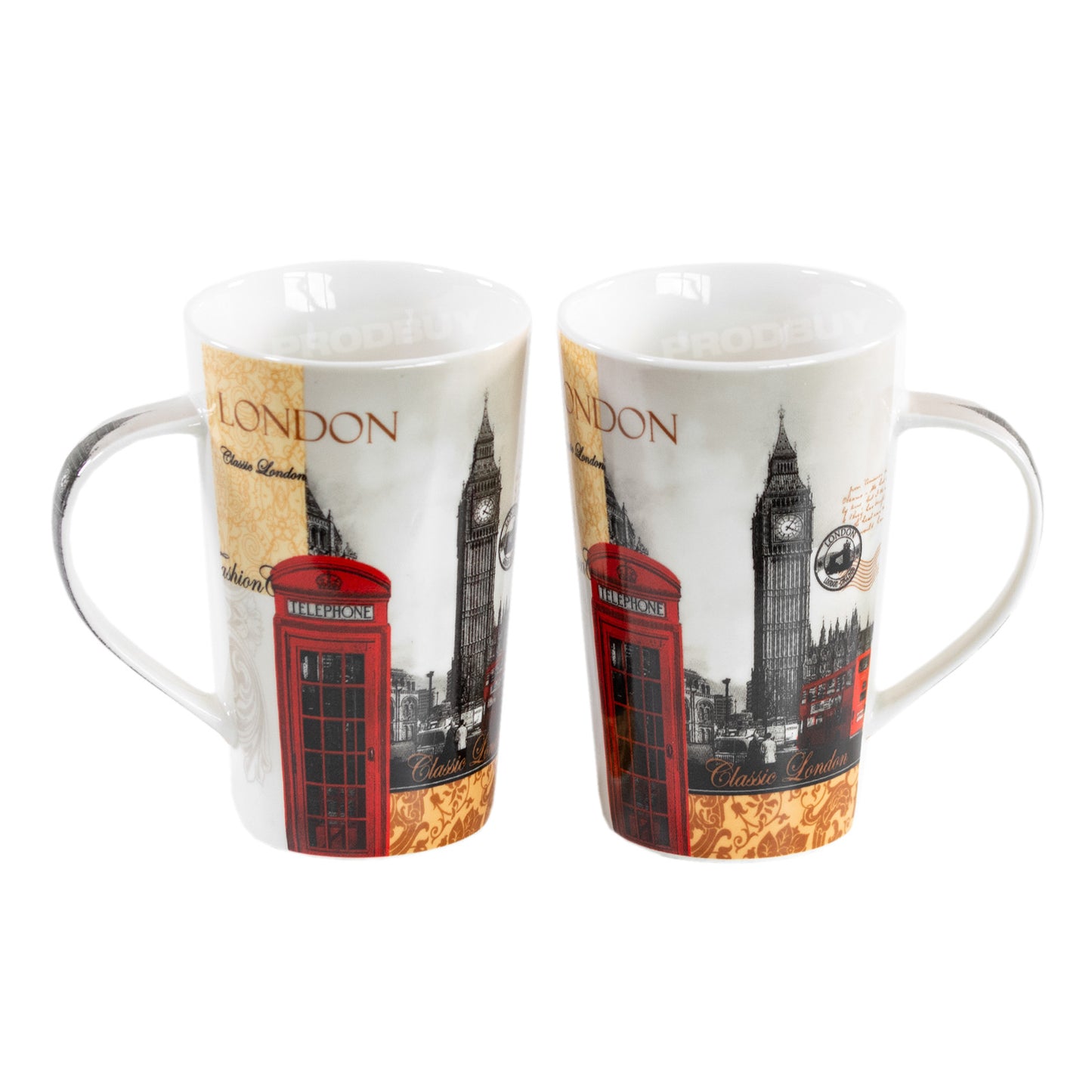 Set of 4 Classic London Big Ben Souvenir UK Tall Latte Mugs Cups Hot Drinks Tea Coffee