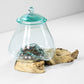 Molten Glass Cookie Jar on Teak Rood Wood Stand