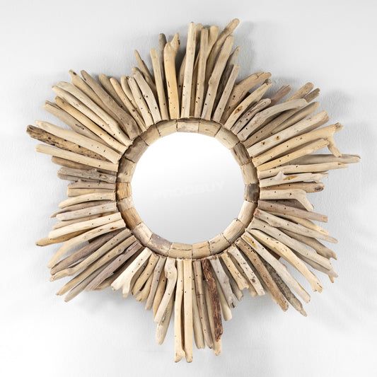 Driftwood Sunburst Sticks 45cm Wall Mirror