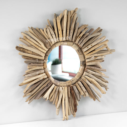 Driftwood Sunburst Sticks 45cm Wall Mirror