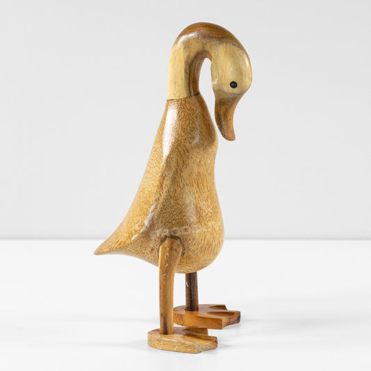Shy Natural Wooden Duck 29cm Wood Ornament