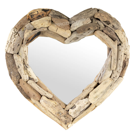 Large Driftwood Heart 50cm Wall Mirror