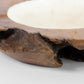 Pearl & Teak Root Wood Display Bowl 40cm White & Hand Carved Wooden