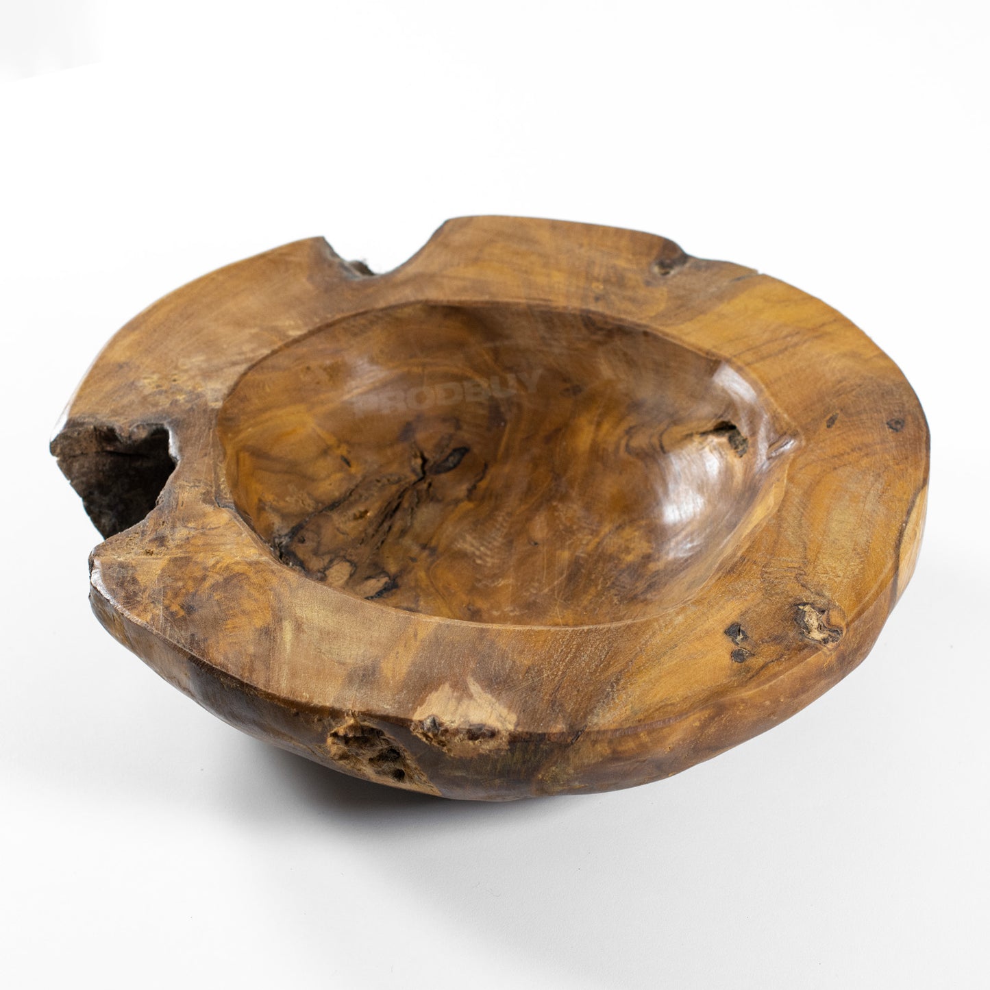 Chunky 30cm Wooden Bowl Hand Carved Teak Root Wood Display Bowls