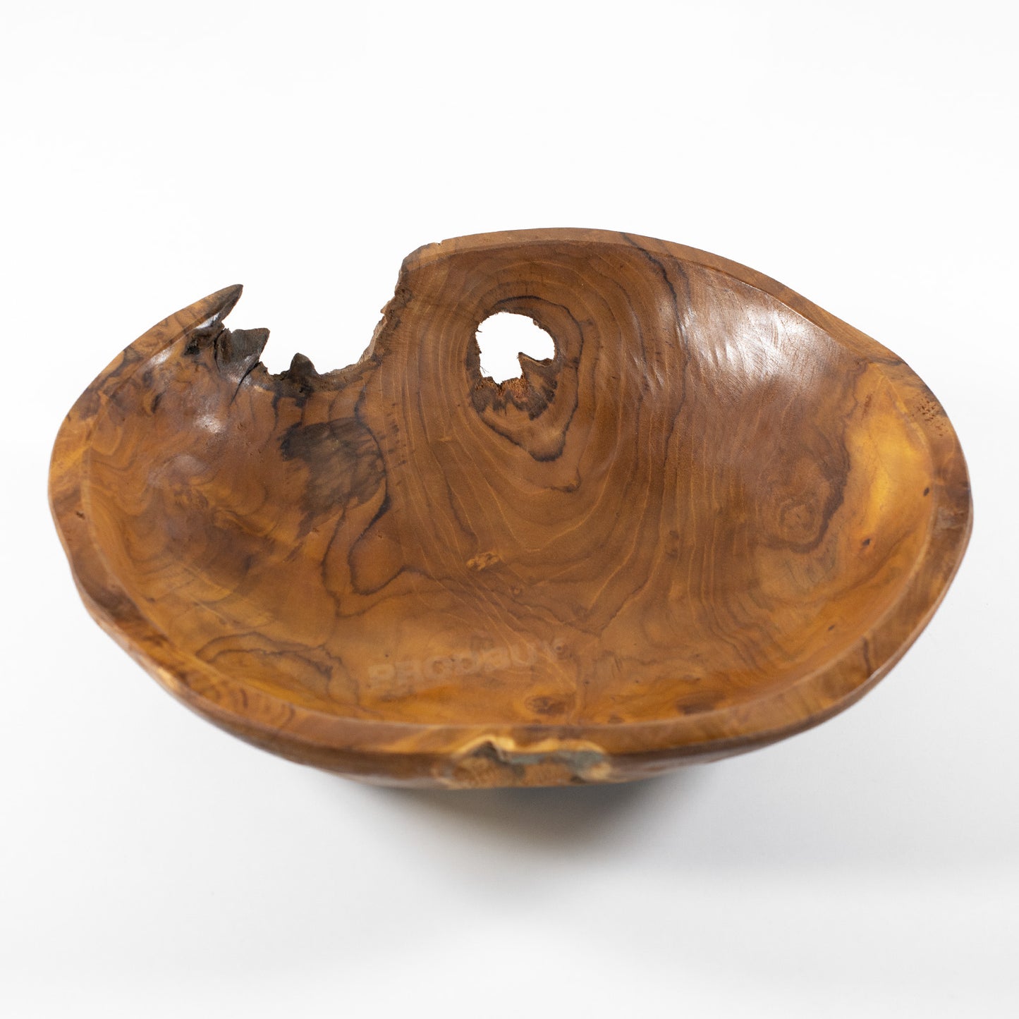 Round Decorative Table Bowl Teak Root Wood Large 37cm